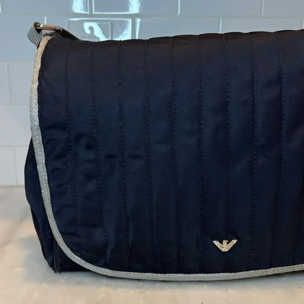 Armani Emporio Navy Blue Designer Baby Diaper Weekender Messenger Bag Set